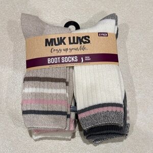 Muk Luks Men's Casual Crew Socks 6-Pack - Cream, Gray, Pink